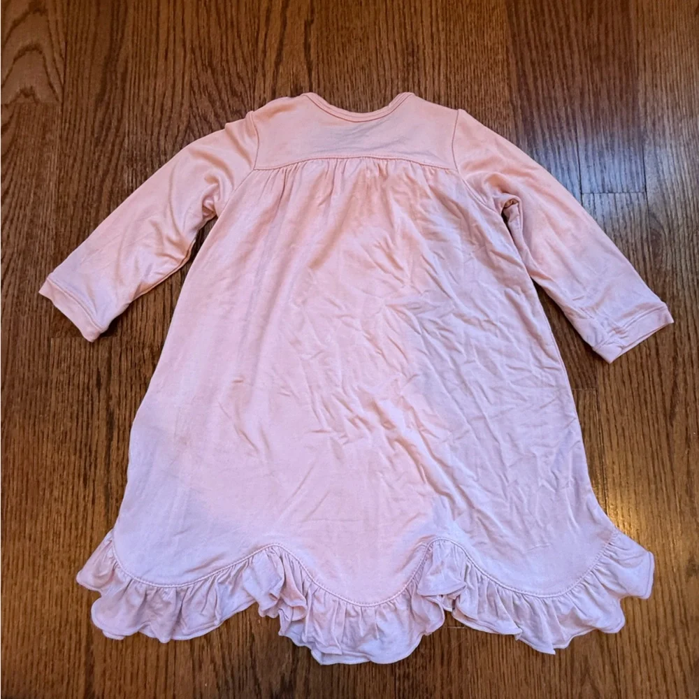Kickee Pants Long Sleeve Flower Dress in Baby Rose 12-18 Months - Picture 2 of 5